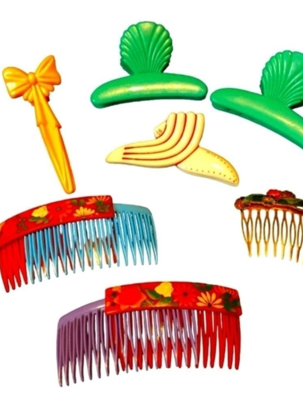 Assorted Colorful Vintage Hair Combs and Clips - Picture 1 of 8